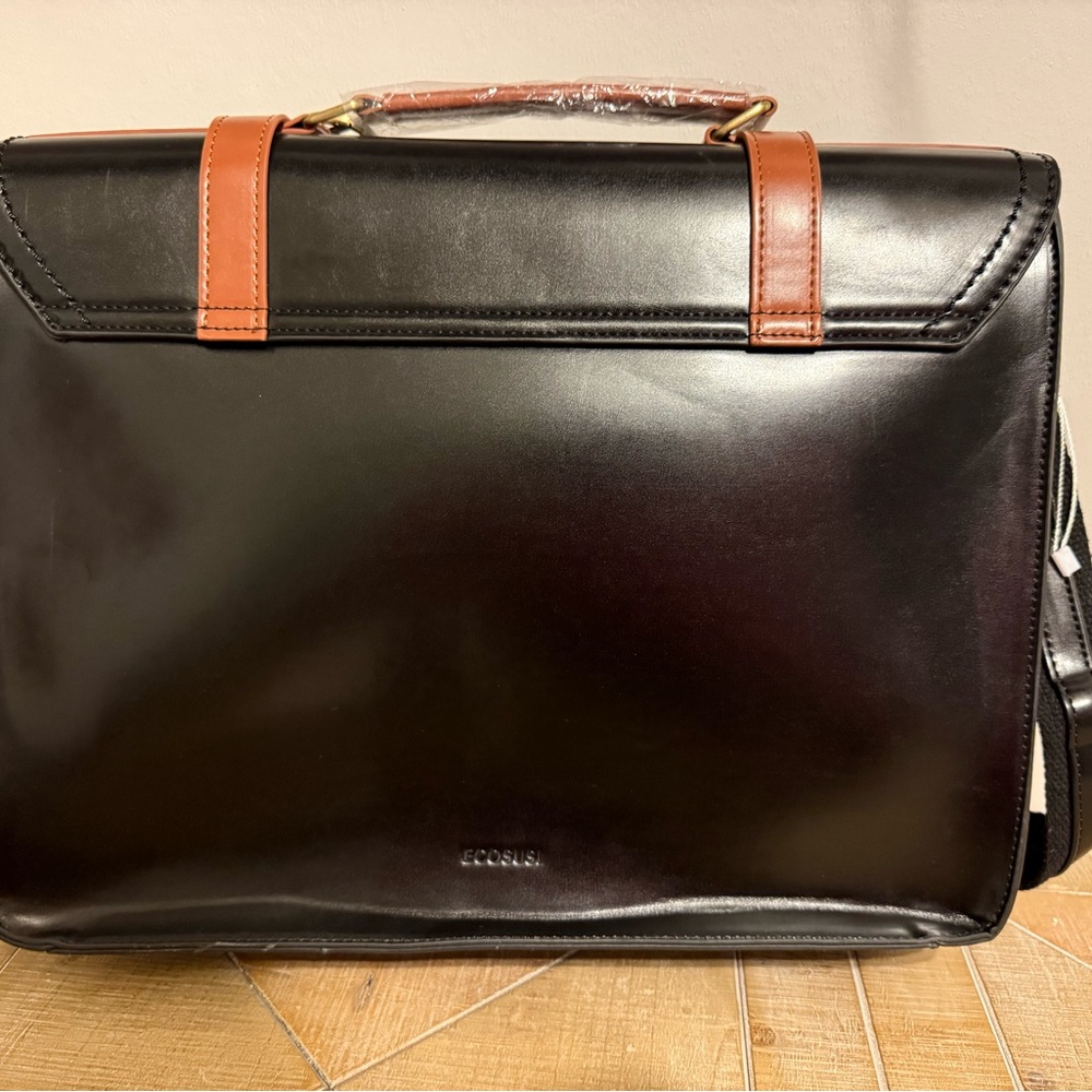 Crystal Bell Black and Brown Laptop Satchel Bag - Picture 9 of 15